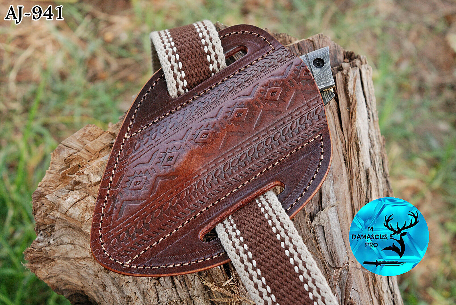 CUSTOM HANDMADE ENGRAVED PURE COW LEATHER SHEATH FOR KNIVES & OTHER TOOLS 941