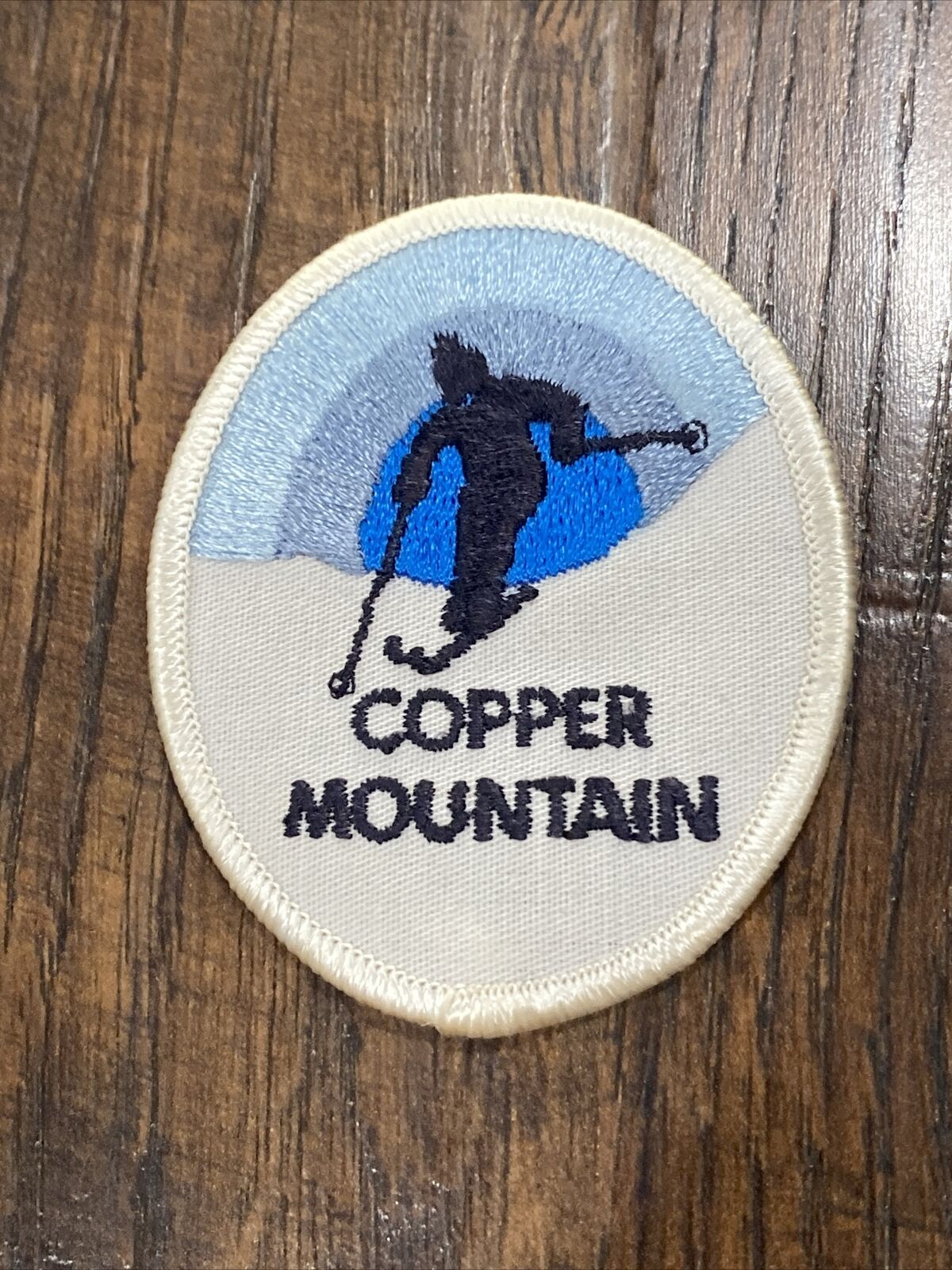 Vtg Copper Mountain Ski Resort Iron On Patch White Blue Black Oval Colorado