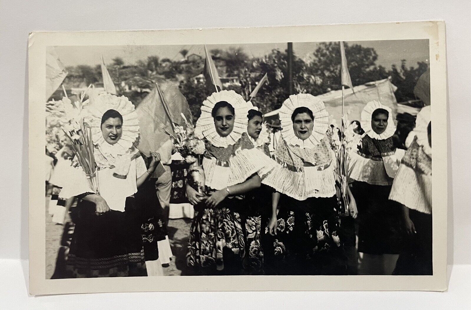 Day Of The Dead. Flower costumes. Gladiolas. Real Photo Postcard.