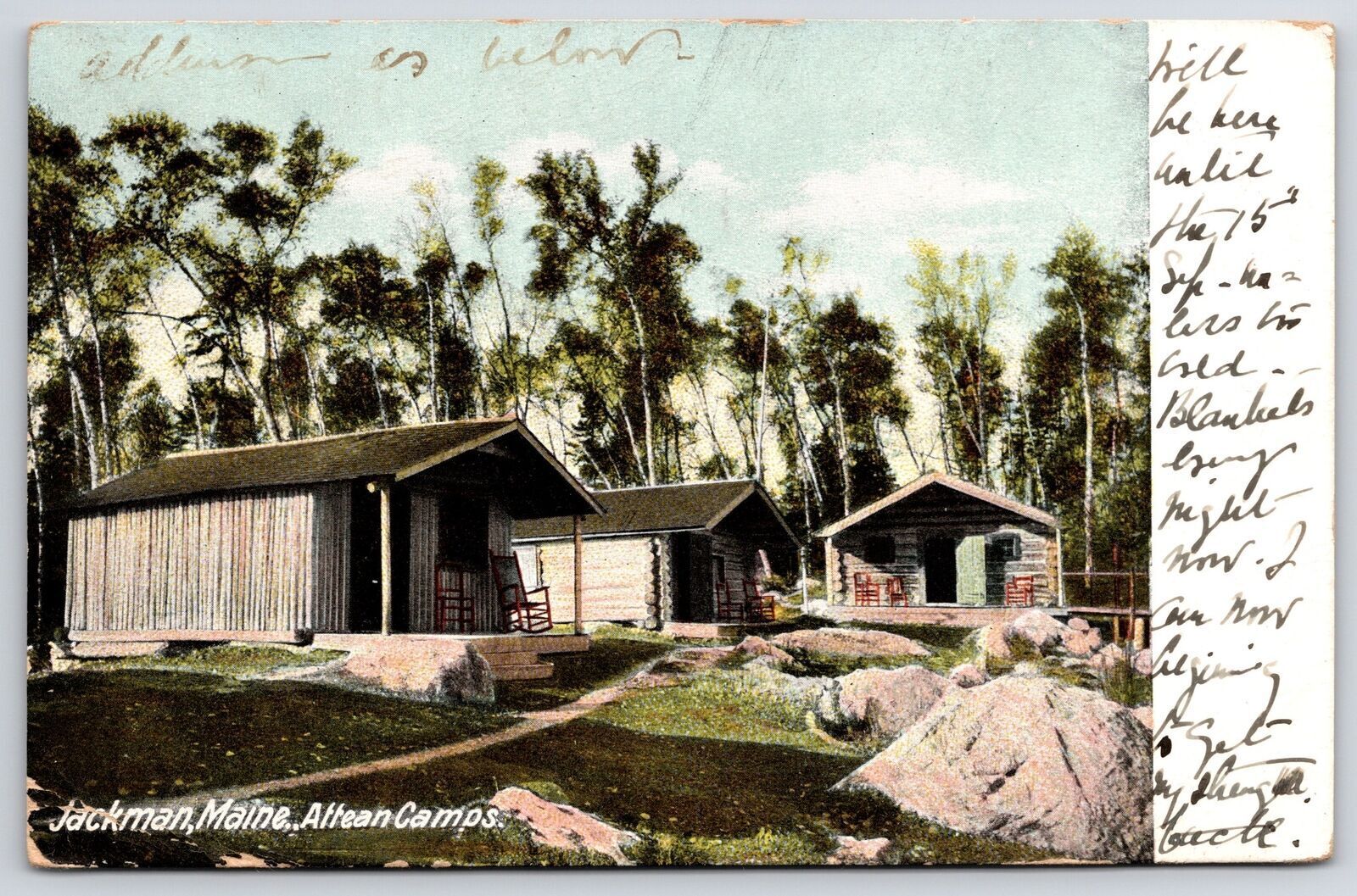 1908 Jackman Maine ME Attean Camps Trees View Antique Photo Posted Postcard