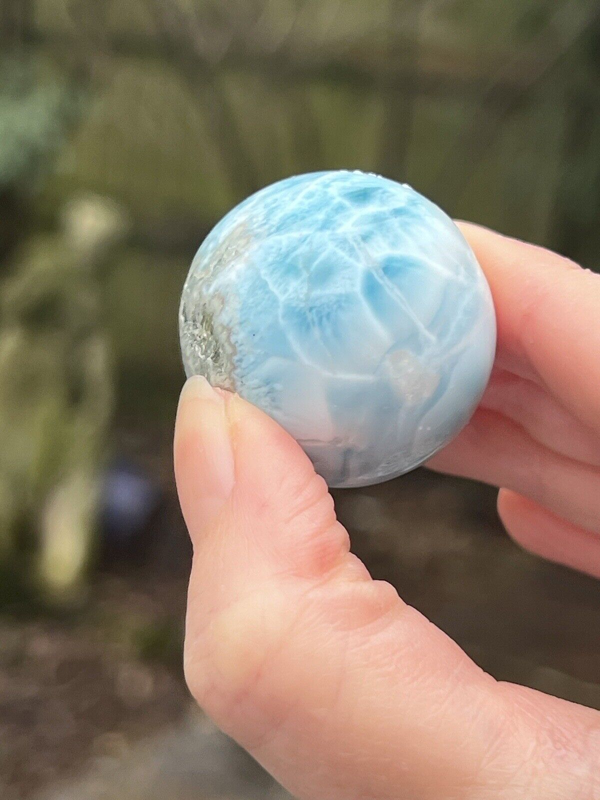 Larimar Ball Deep Blue Dolphin Stone : Peace: Love : Tranquility 270 32mm
