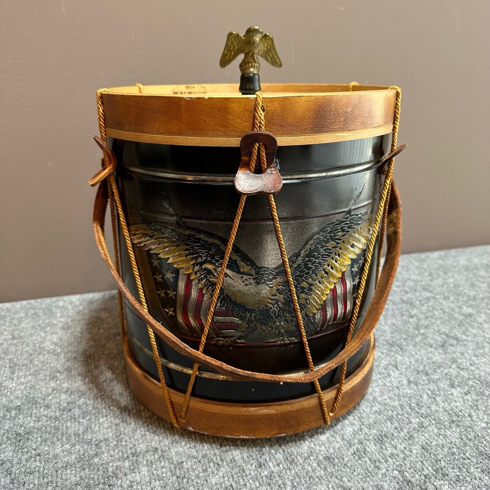 Vintage The Old Drum Shop Ice Bucket 1854 American Eagle Drum Replica USA Made