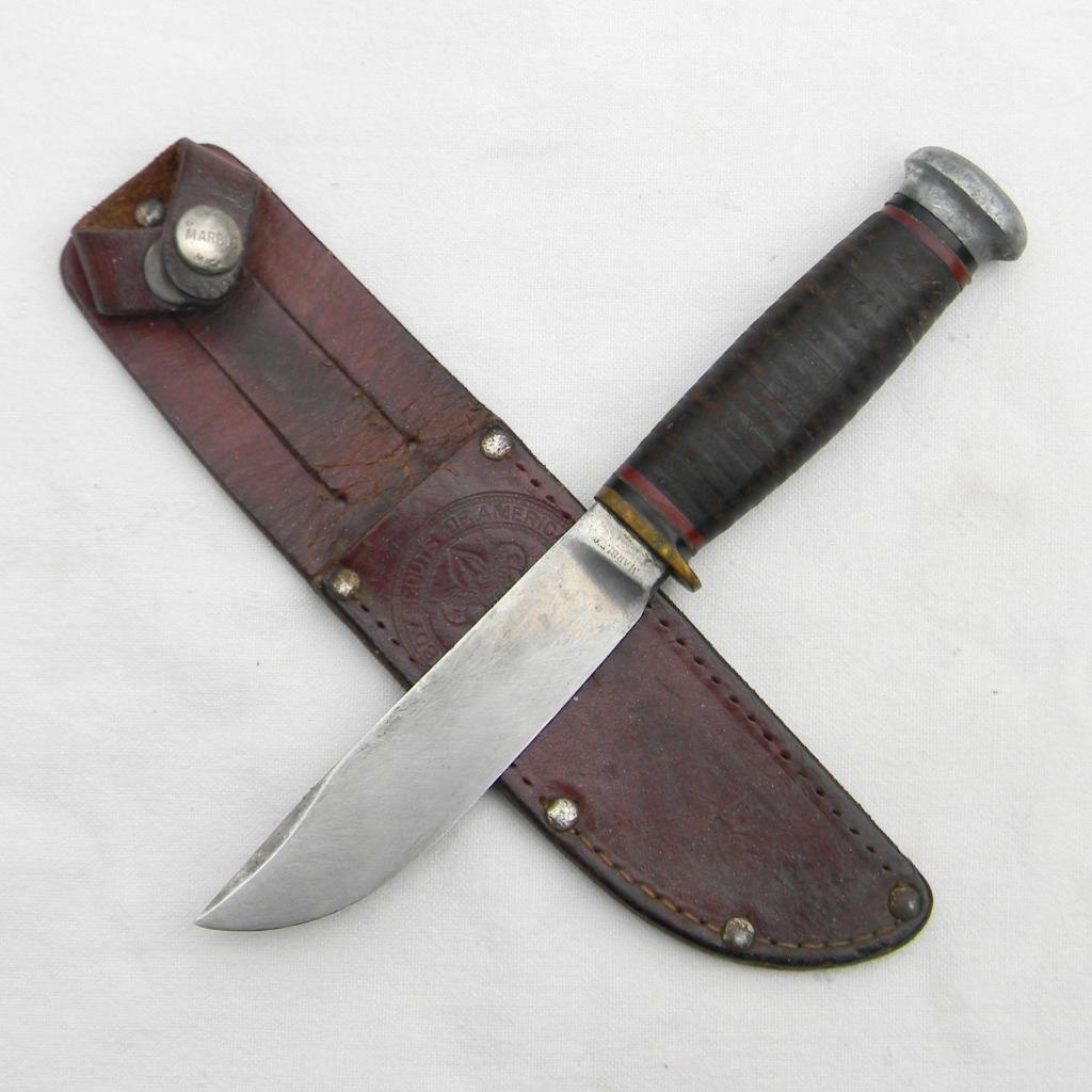 MARBLE\'S USA vintage pre-WW2 SPORT KNIFE small Hunter, original BSA sheath