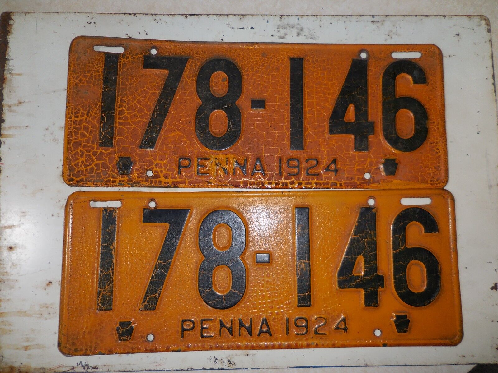 Pair of 1924 - PENNA  LICENSE PLATES #178~146 EXPIRED~