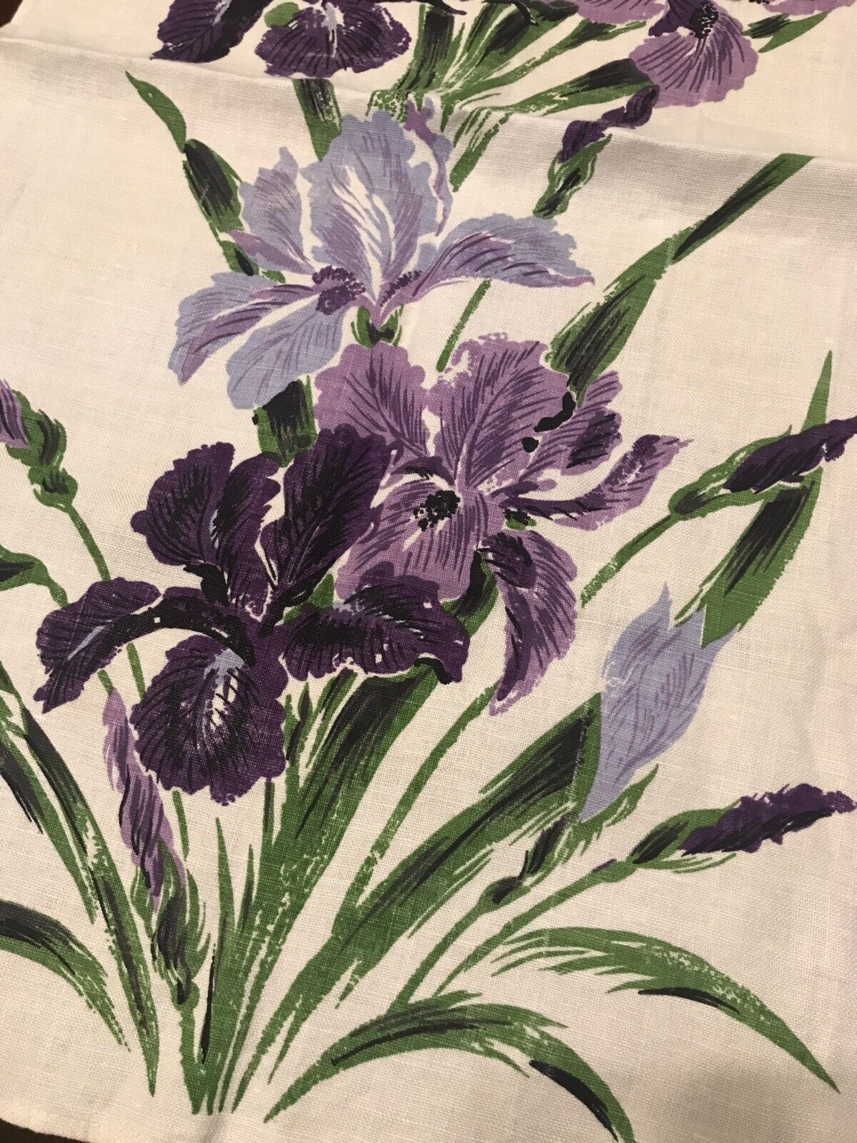 Vintage Irises Linen 1960’s Mom’s Stash MCM Lovely Purple Lavender Original