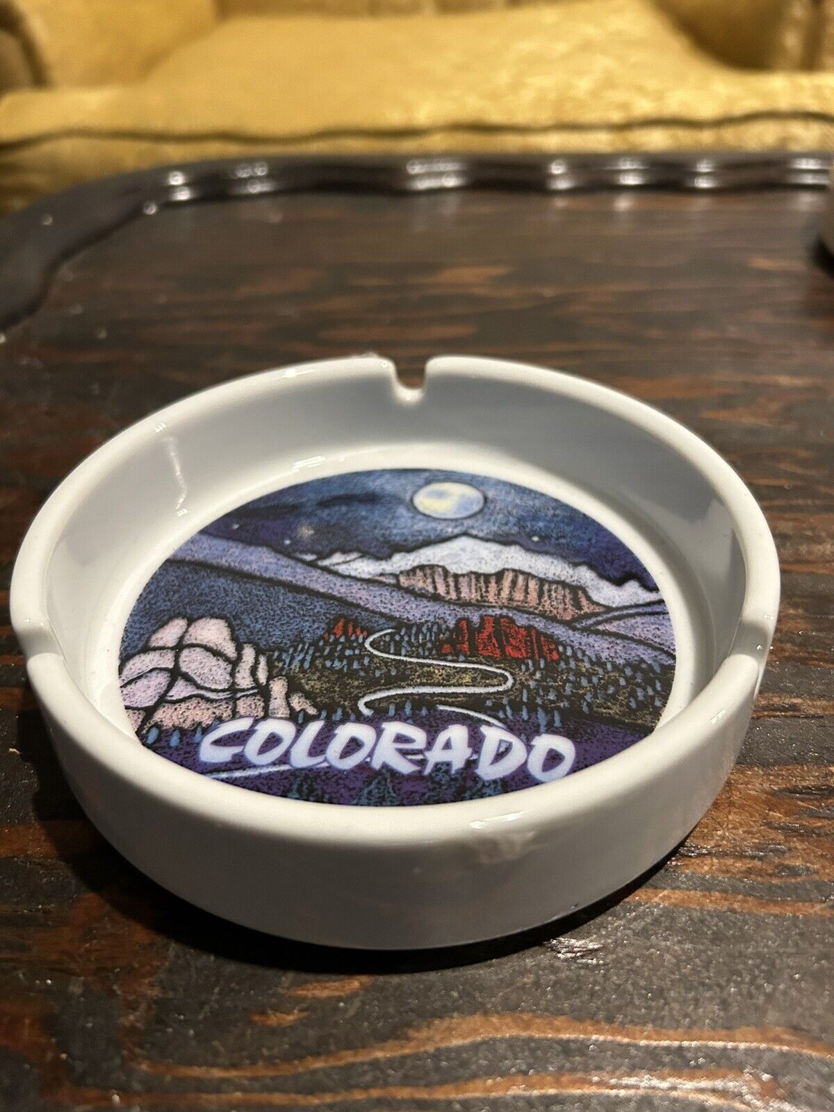 Vintage Colorado Round Ashtray 3 Notch Souvenir