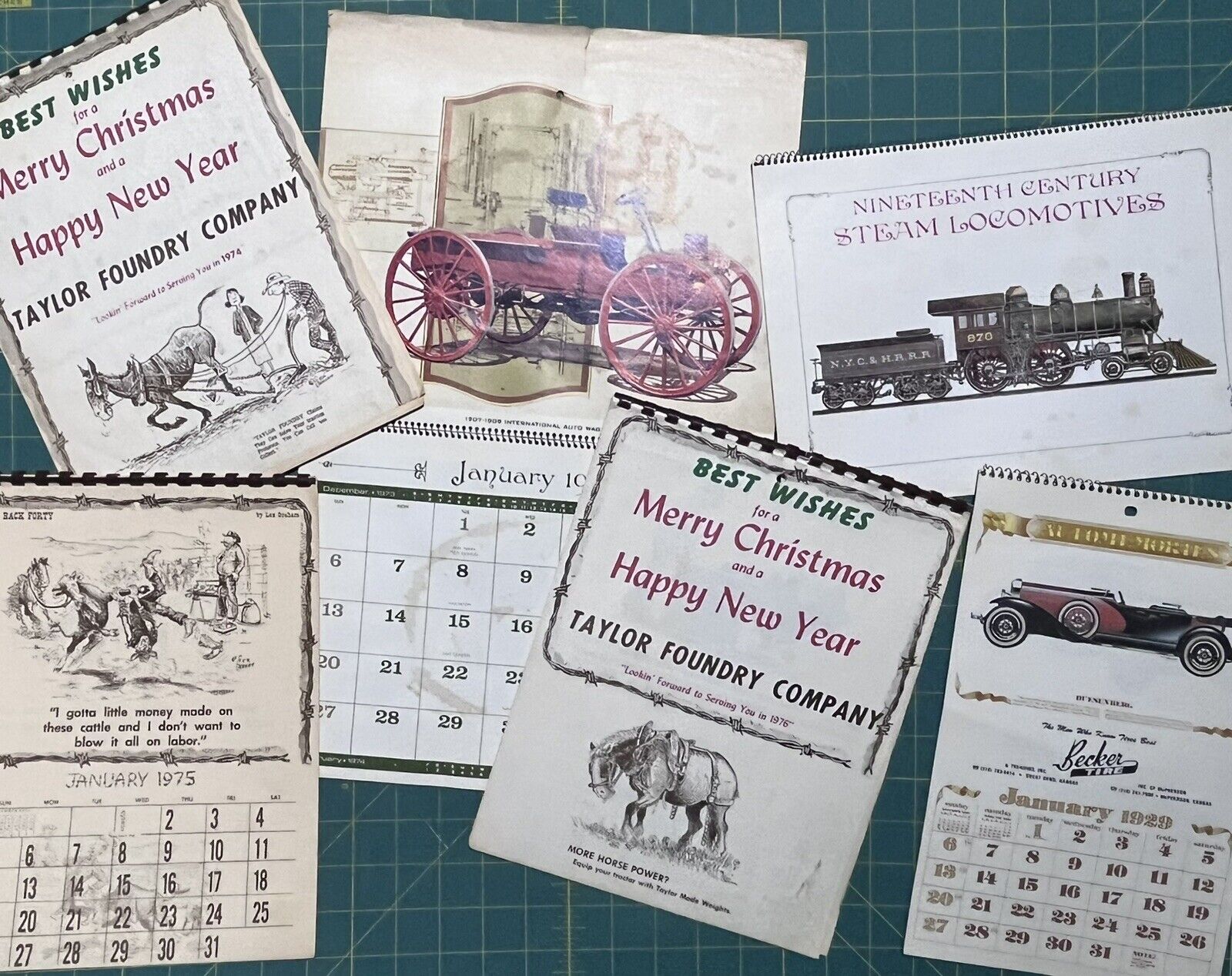 Lot of Vintage 70’s & 80’s Calendars Taylor Foundry Locomotives Int’l Harvester