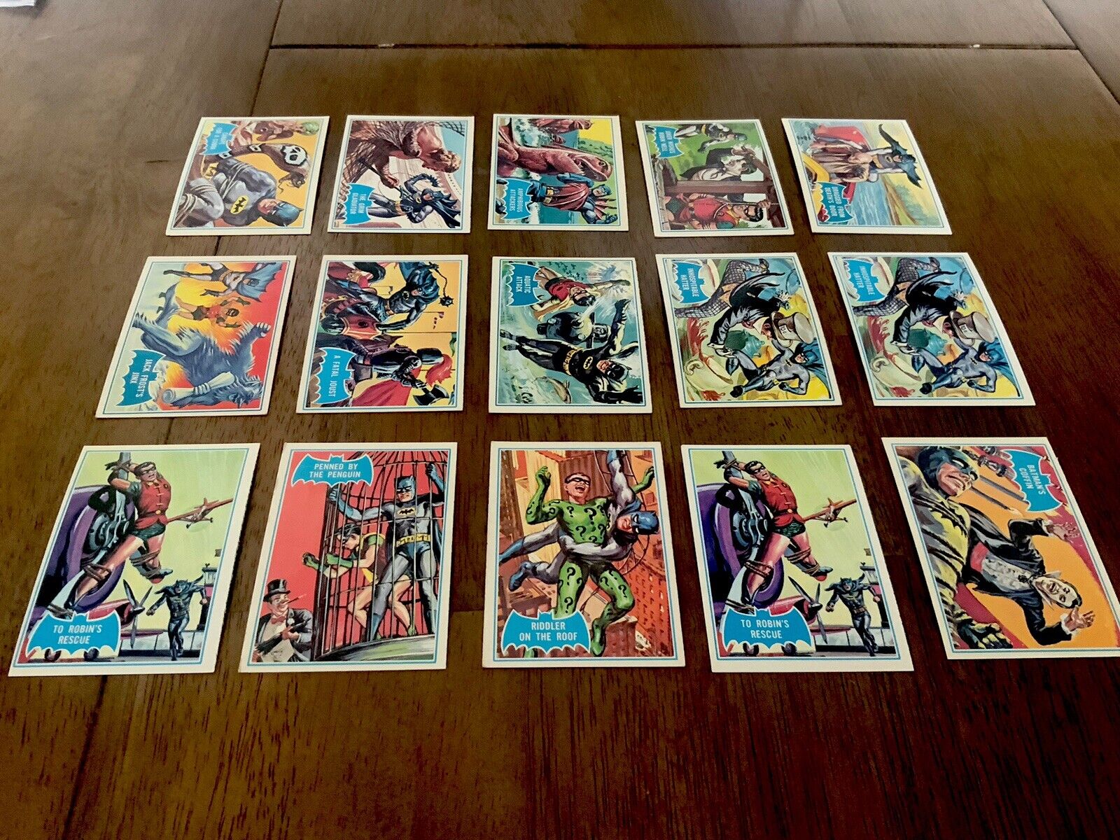 1966 Topps Batman Blue Bat Card Lot Of 15 Cards - Very Nice Condition