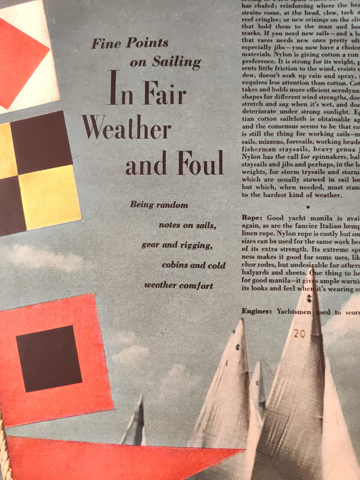 1949 Original Esquire Art Special Suppliment on Sailing