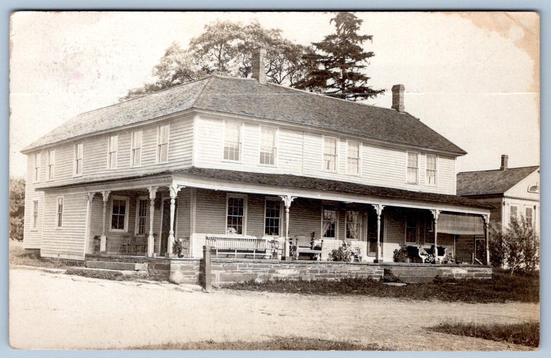 1907 RPPC LEBANON? SYRACUSE? NEW YORK*HUGE HOUSE*FRONT PORCH*TO HENRY CAMPBELL