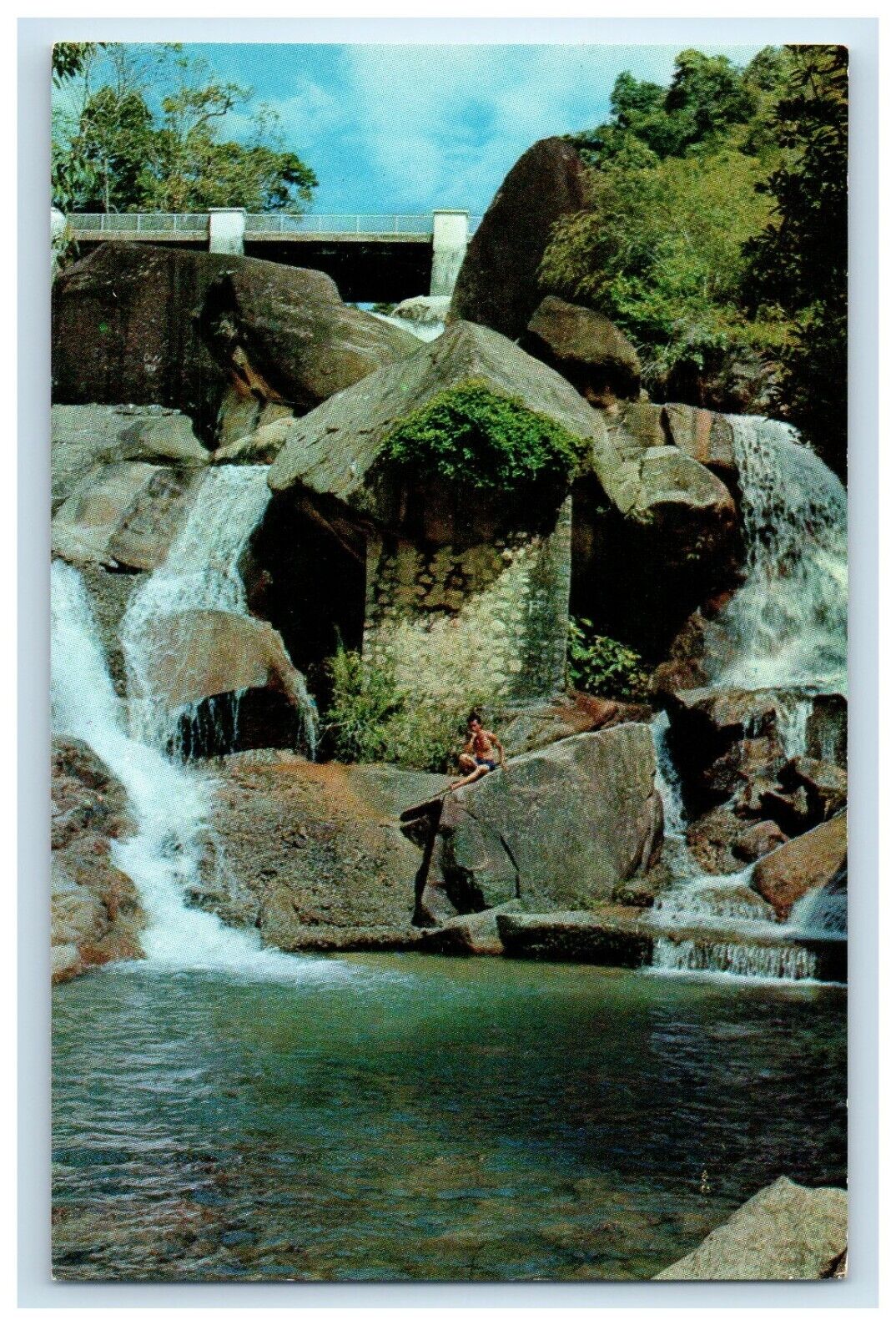 View Of Sungei Penang Bridge Waterfalls Penang Malaysia Vintage Postcard