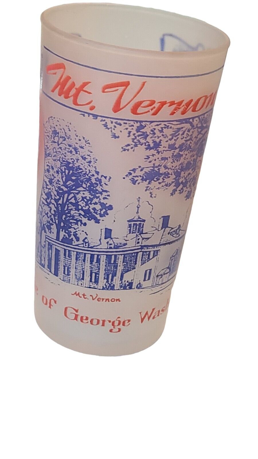 Vintage Frosted Mt. Vernon George And Martha Washington Glass Tumbler