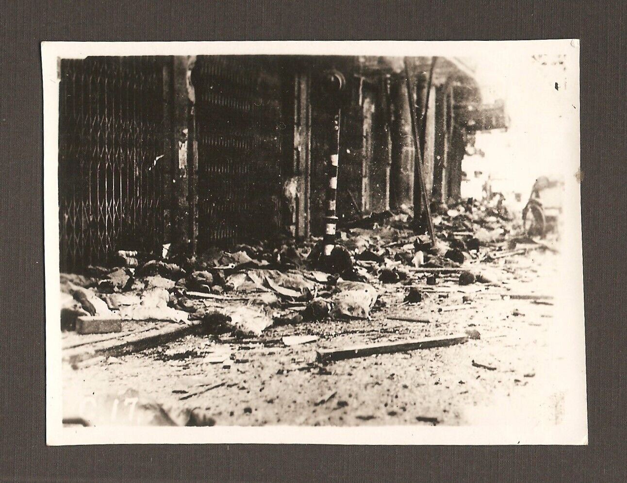 Vintage WWII Photo Japanese Military Army Soldiers Wounded Injured Bombed Town