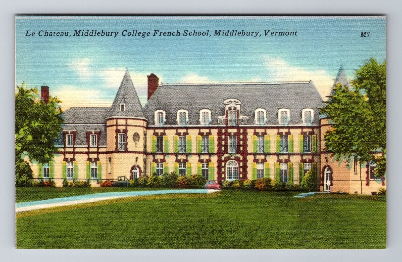 Middlebury VT-Vermont, Le Chateau, Middlebury College, Antique Vintage Postcard