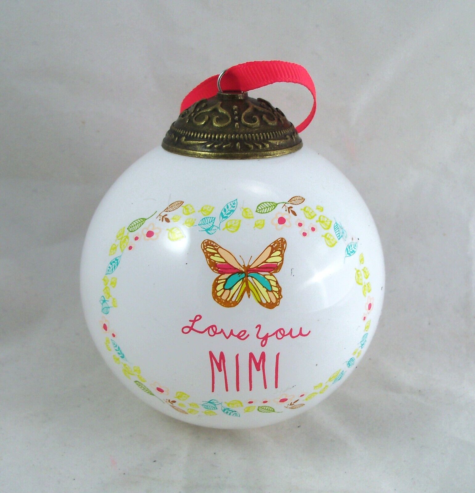 Love You MIMI Glass Christmas Holiday Ornament Grandmother Gift