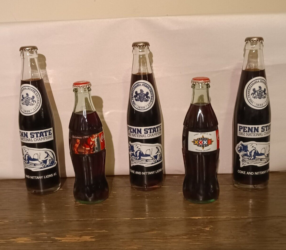 1982 Penn State National Champion Coke Bottles 1998 Super Bowl & Christmas Lot