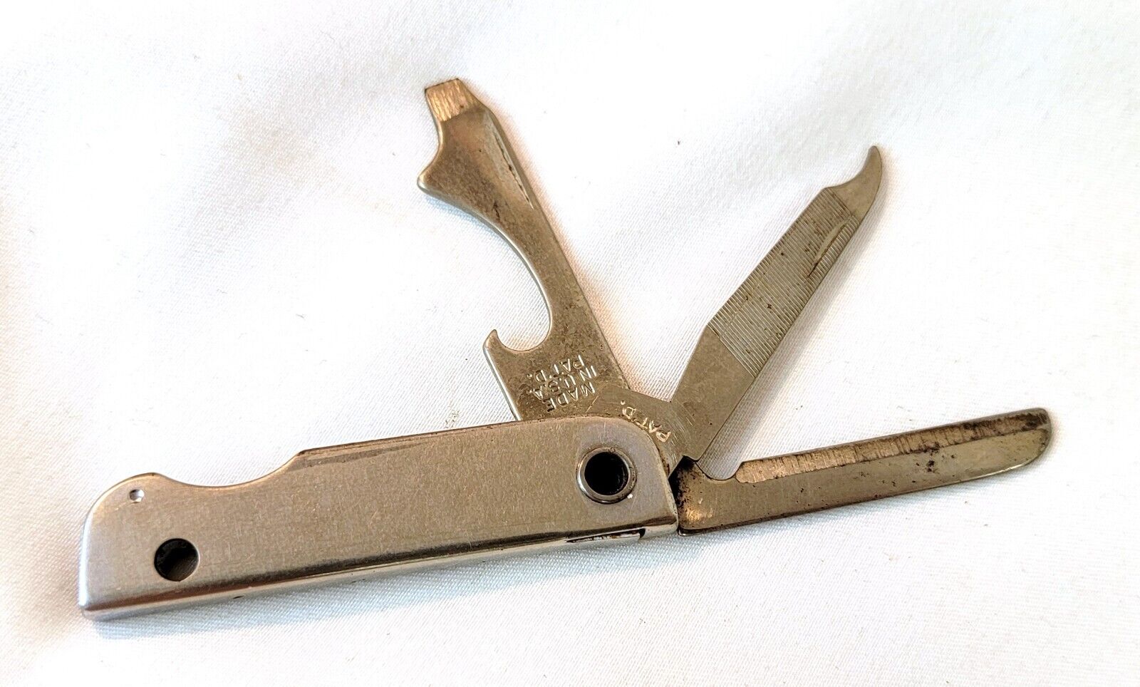 Vintage FMC Corp Bassett Keychain Advertising Pocket Knife Bottle Opener