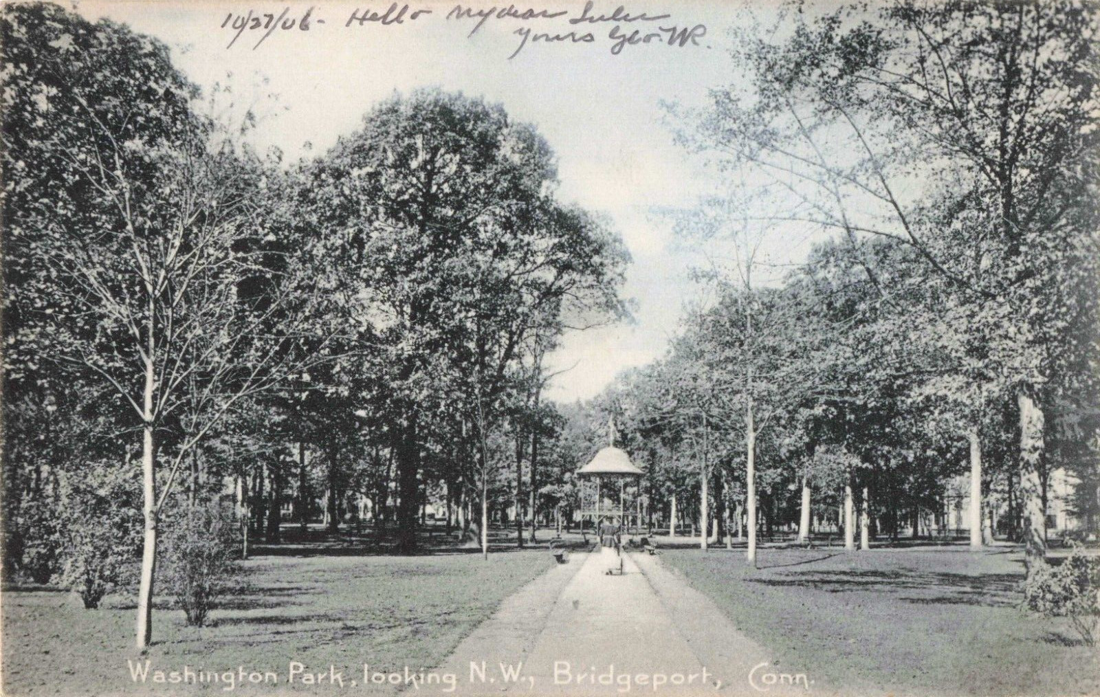Bridgeport CT Connecticut, Washington Park Looking Northwest, Vintage Postcard