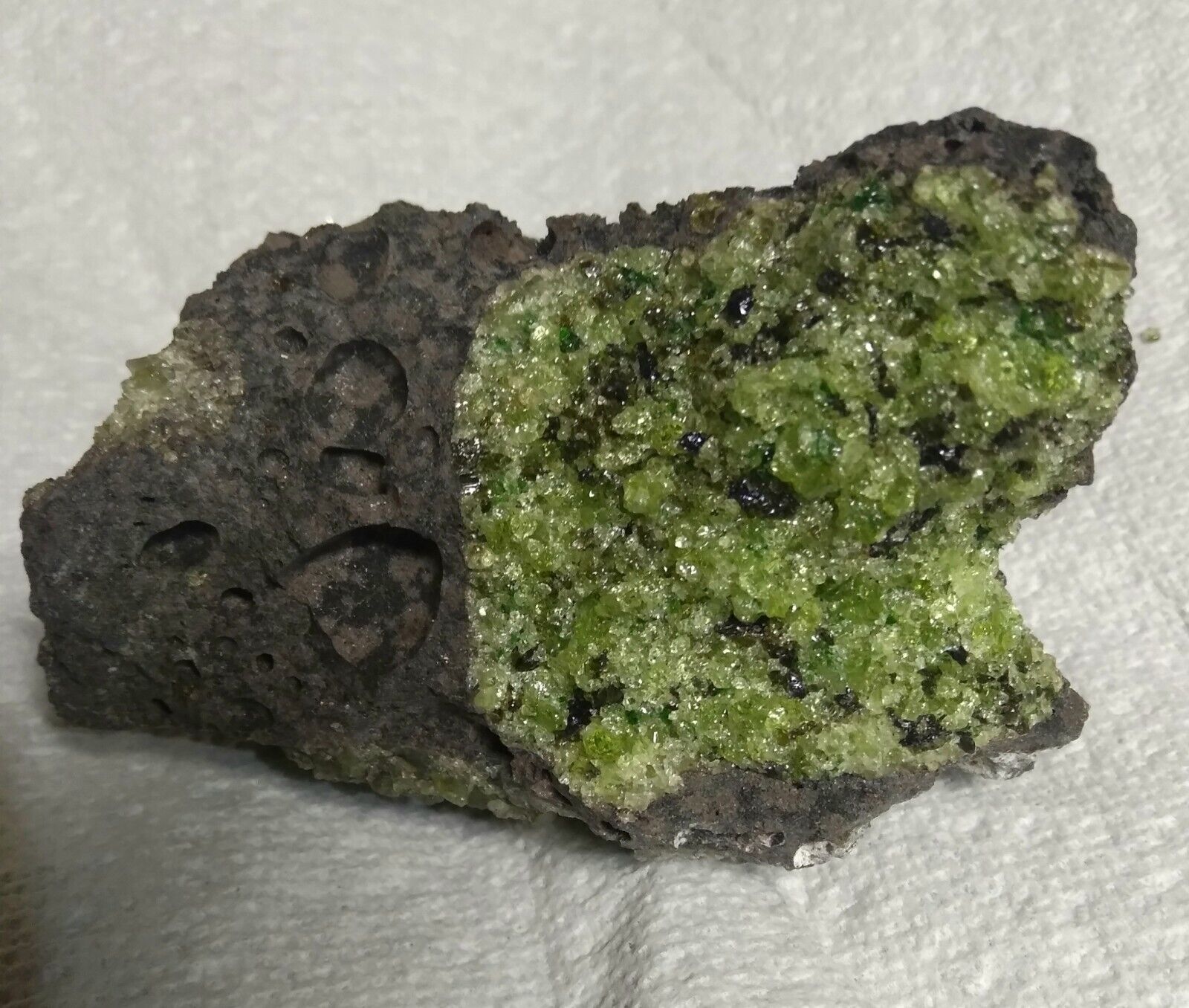 Green Peridot Crystals in Basalt Matrix | Olivine | Arizona