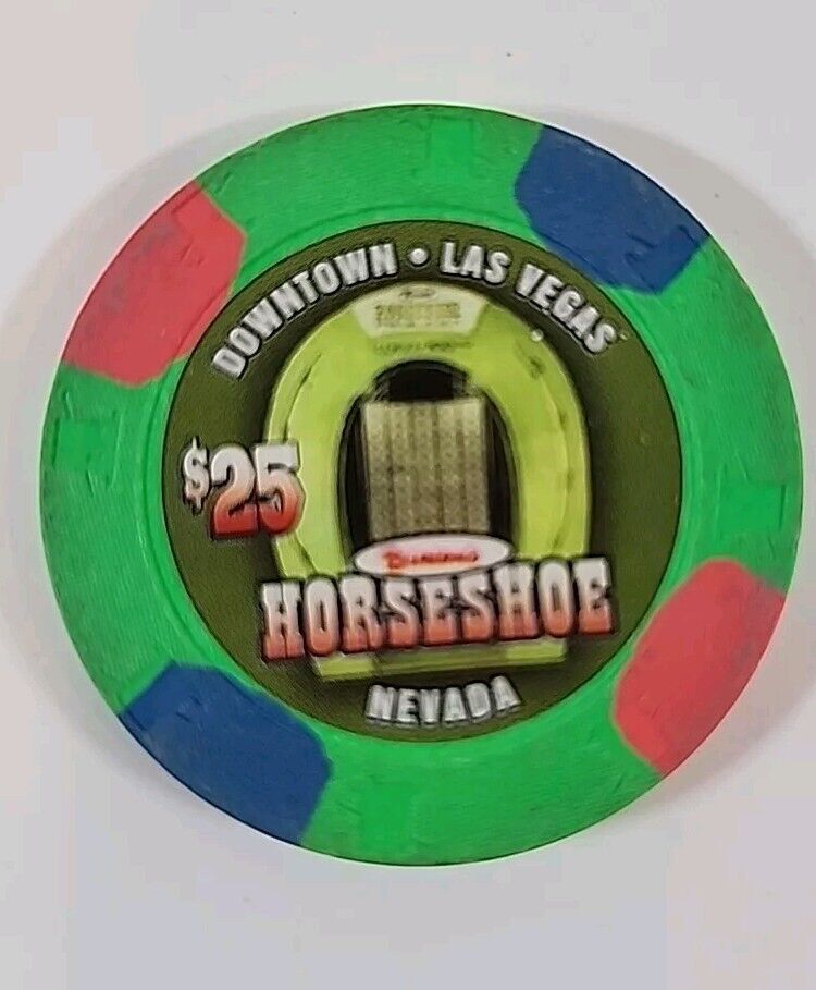 Vintage Binions Horseshoe Casino $25.00 Chip Features   Million Dollar Display 
