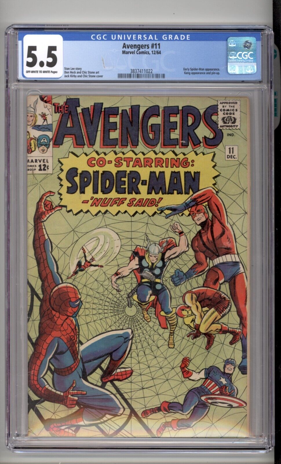 Avengers 11 CGC 5.5 Early Spider-Man App. Kang Pin-Up 1964