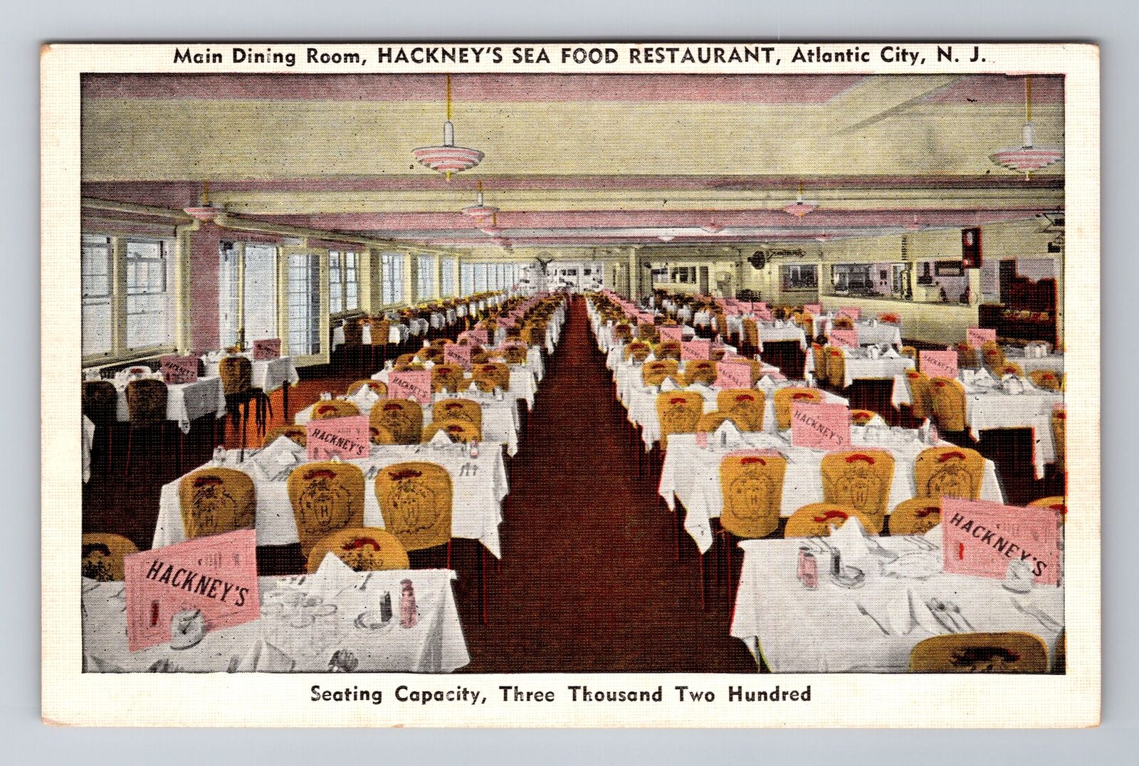 Atlantic City NJ-New Jersey, Hackney's Restaurant, Advertising, Vintage Postcard