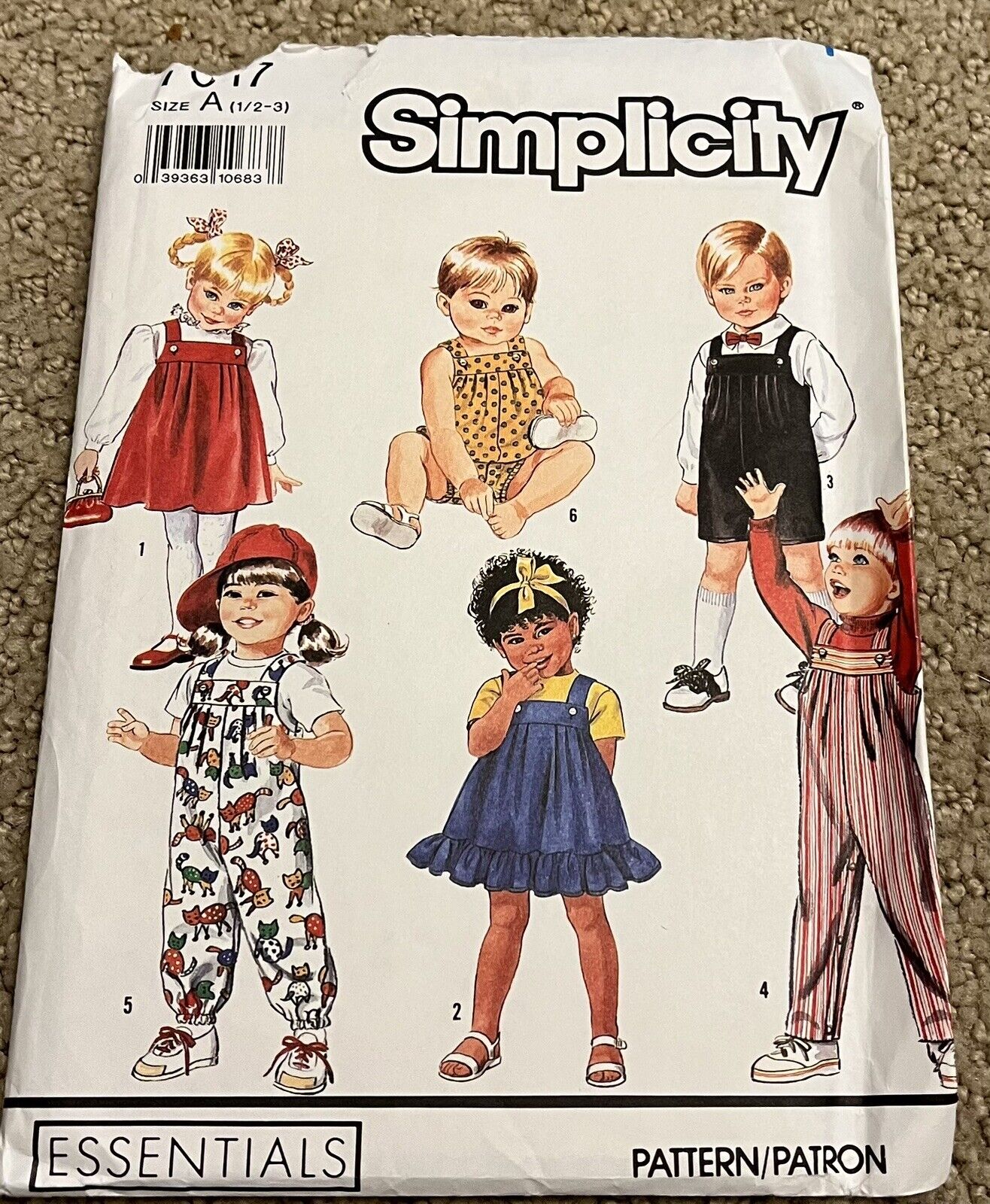 Vtg 1996 Simplicity Pattern #7017 Boy\'s/Girl\'s Overalls, Dress and Bubble Suit