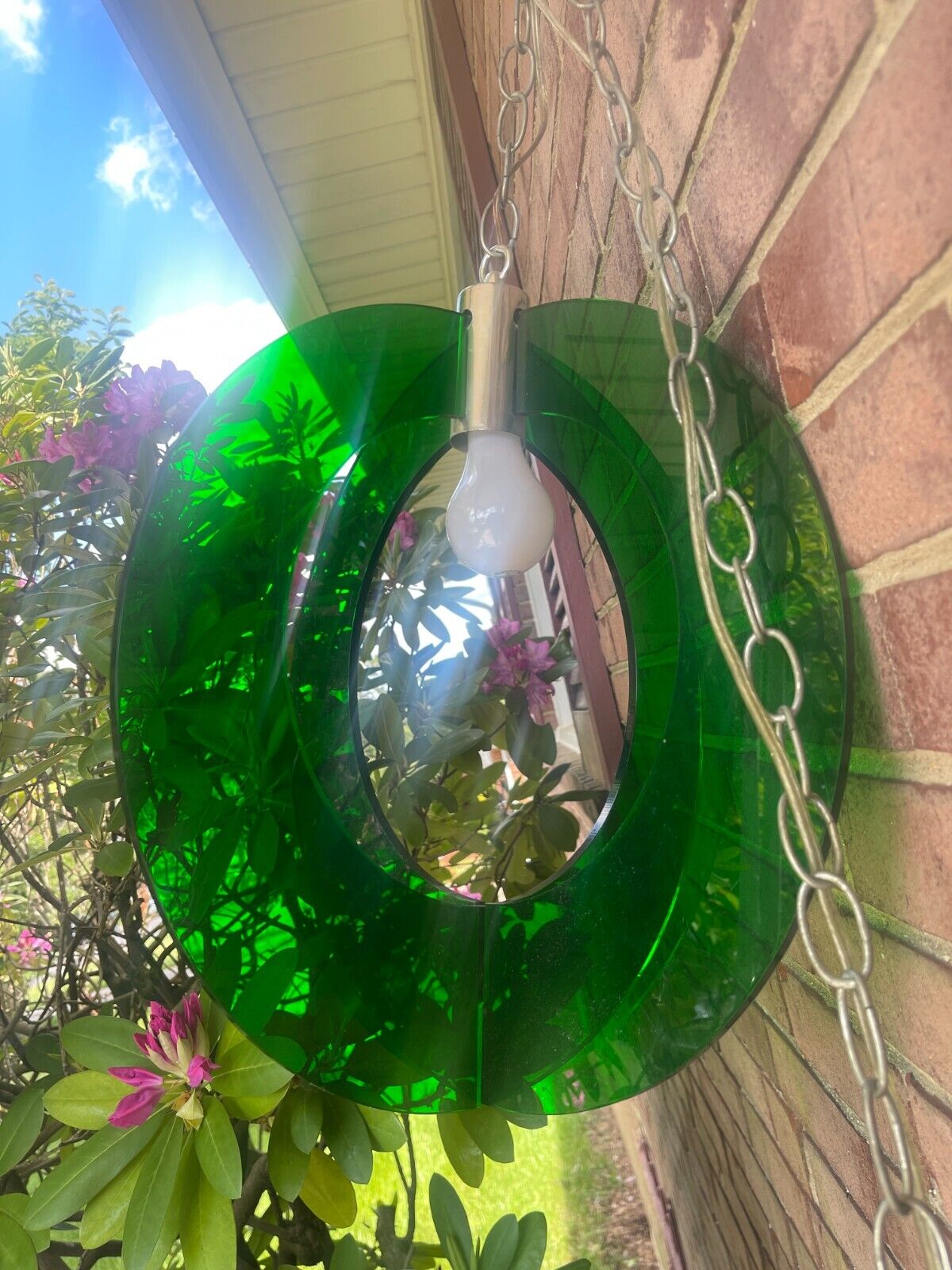 Vintage, Mid-Century Modern, Green, Lucite Hanging Swag Lamp. 16\