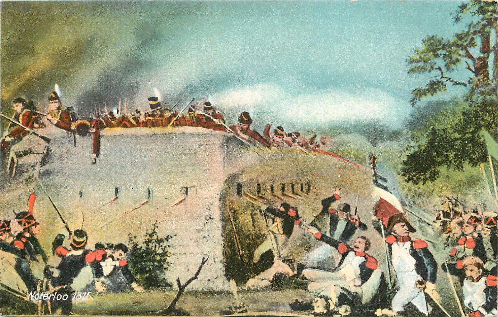 Postcard Depicting Battle of Waterloo 1815 Infantry Attack on Castle Hougoumont