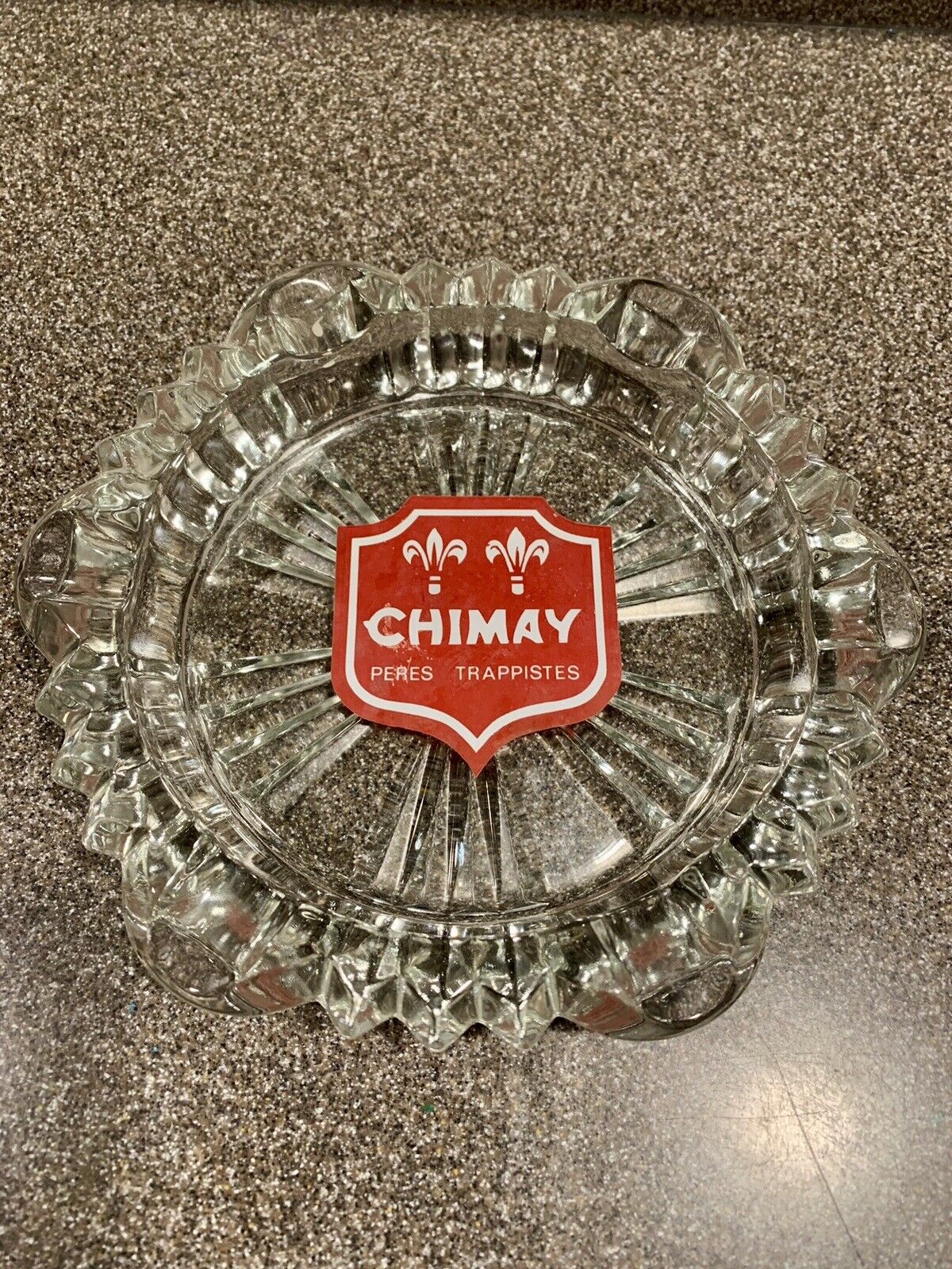 CHIMAY Peres Trappistes Belgian Brewery Clear Glass Ashtray Tobacciana