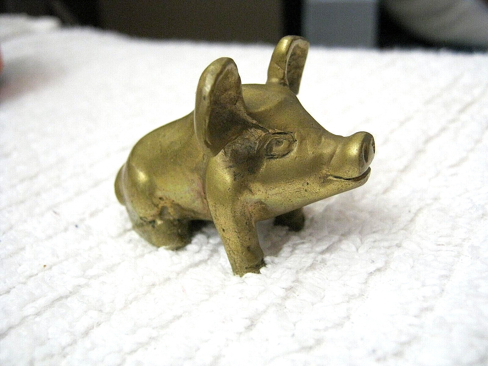 Old Vintage Solid Metal Pig Figurine Piggy Hog Standing Farm Animal