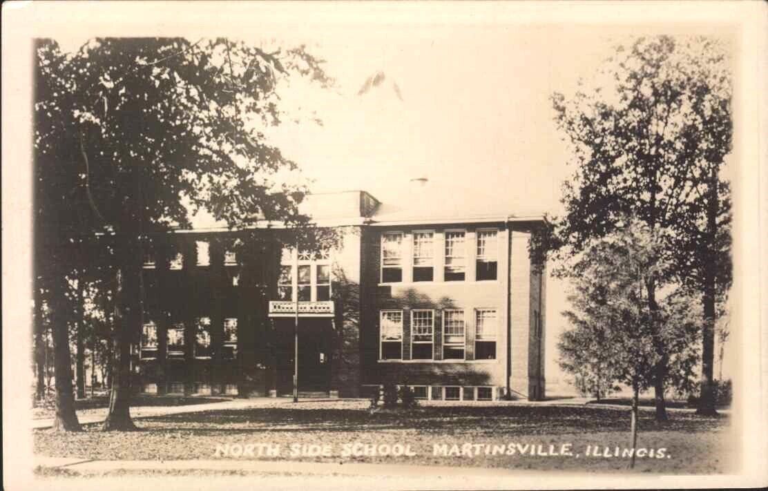 antique  MARTINSVILLE  IL Illinois   SCHOOL   Real Photo RPPC Postcard