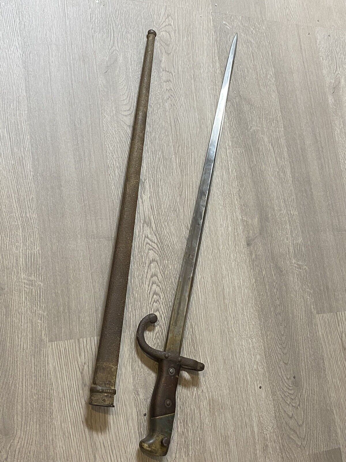 WW1 Antiques French Gras Sword Bayonet w/ Scabbard Mre D’Armes St Etienne 1879