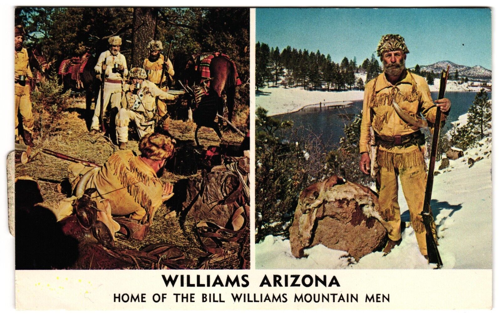 Williams Arizona Home of the Bill Williams Mountain Men Highway 66 Postcard