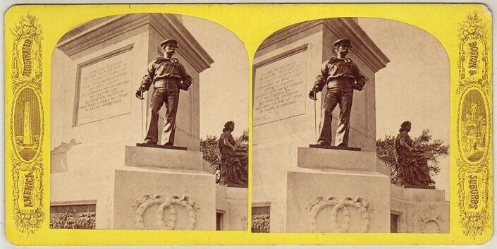 BOSTON SV - Soldiers Monument Statue Close-Up 1880s