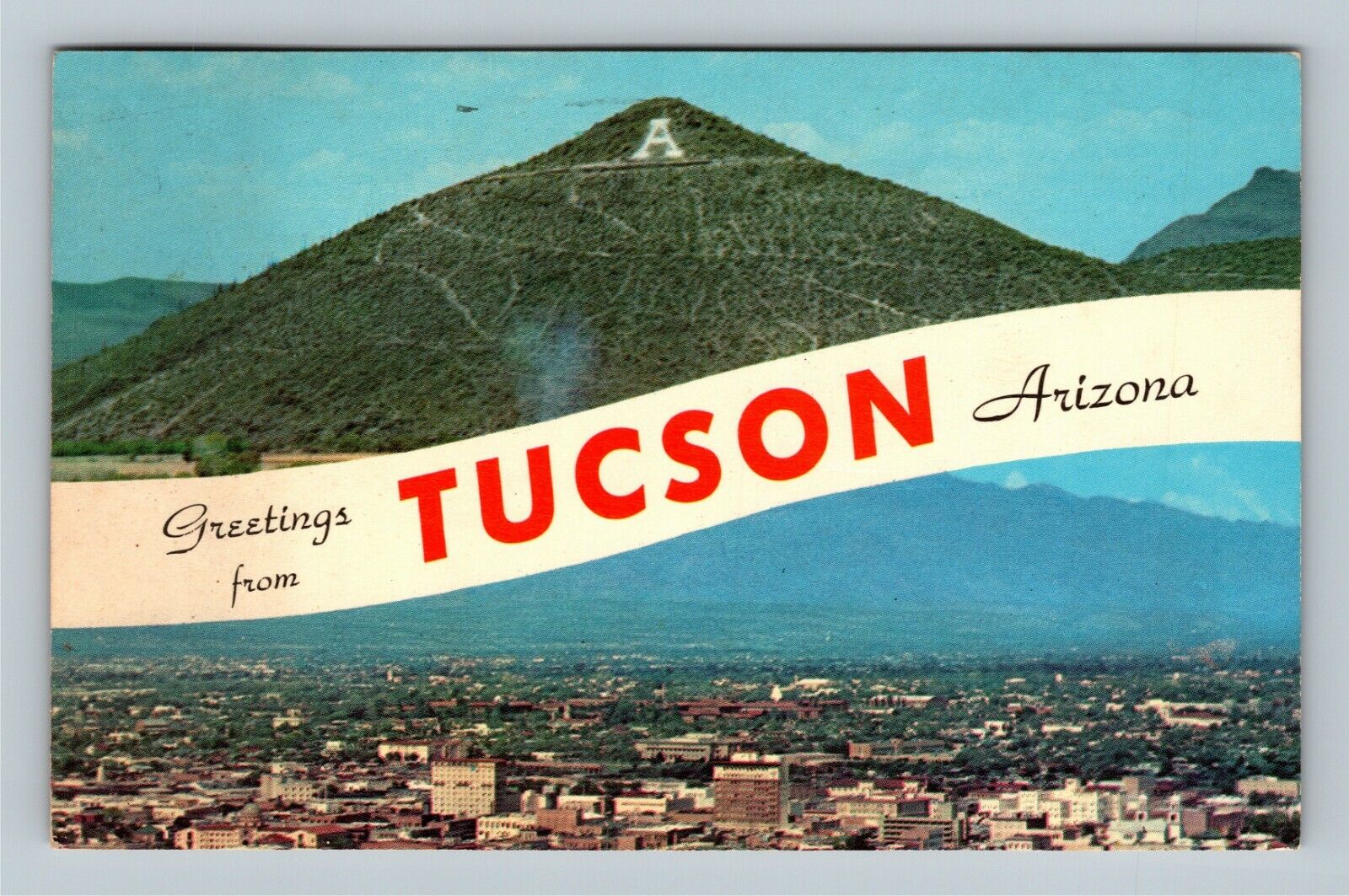 Tucson AZ, Banner Greetings, Arizona 1965 Vintage Postcard