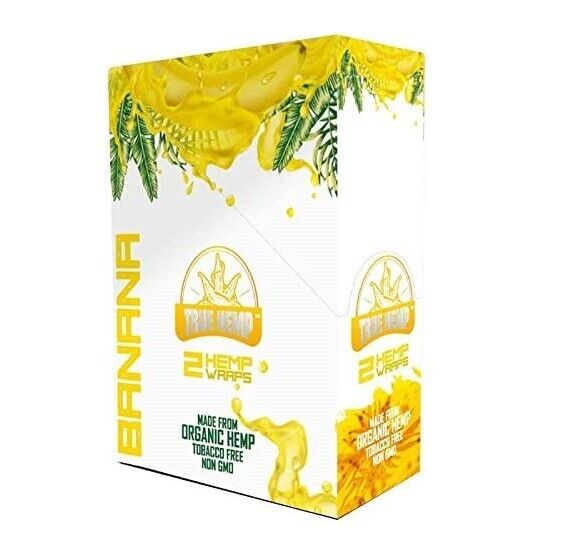 True Herbal Natural Organic Herbal Wraps Banana Full Box 25 Pouches/2 per Pack