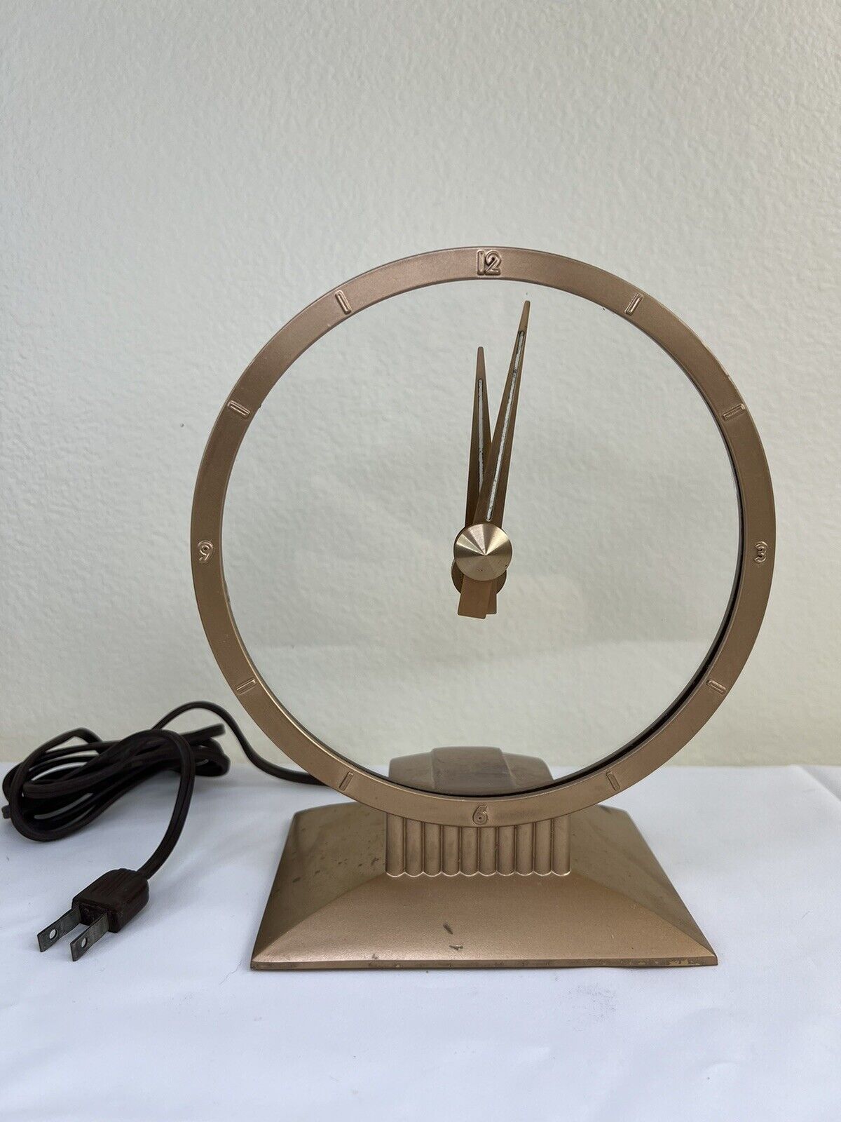 Vintage Jefferson Golden Hour Electric Mystery Clock 1950s Mid-Century Working