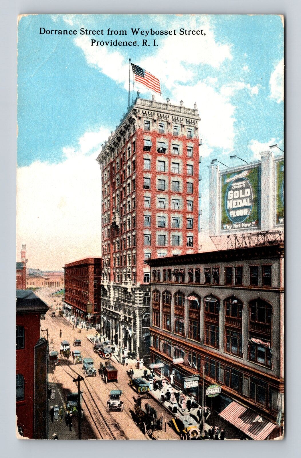 Providence RI-Rhode Island, Dorrance Street from Weybosset St Vintage Postcard