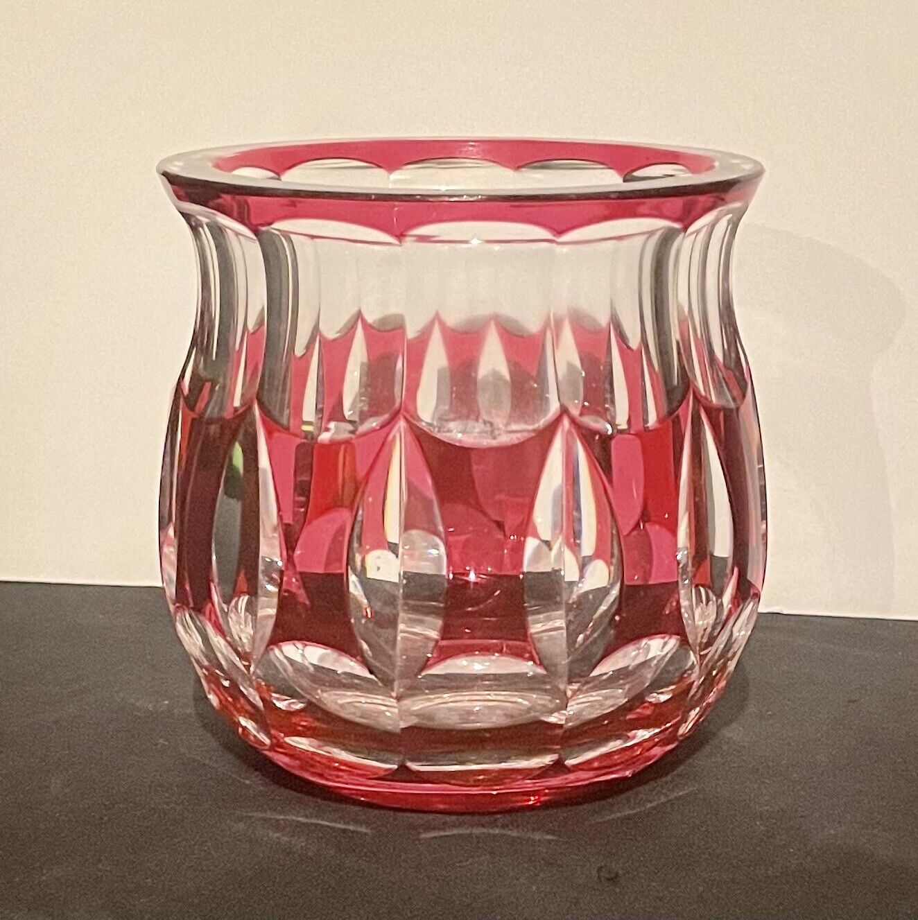 Signed Vintage Van Saint Lambert Art Deco CRYSTAL GLASS Vase Belgium c1930's