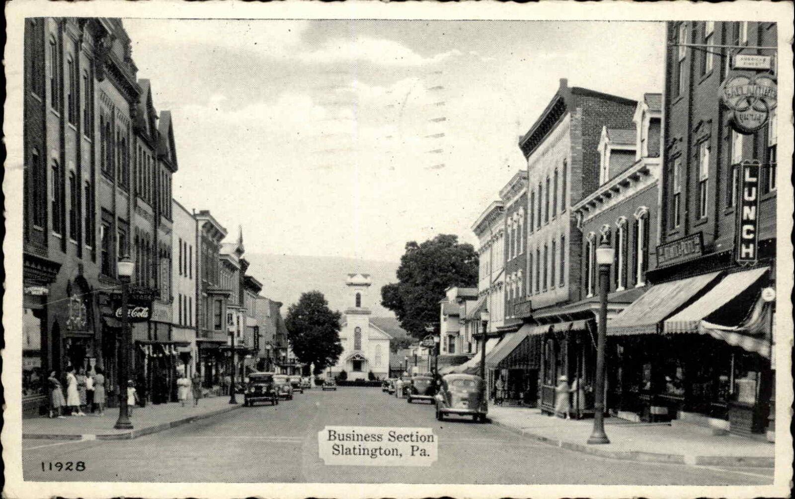 Slatington Pennsylvania PA Business Section Street Scene Vintage Postcard