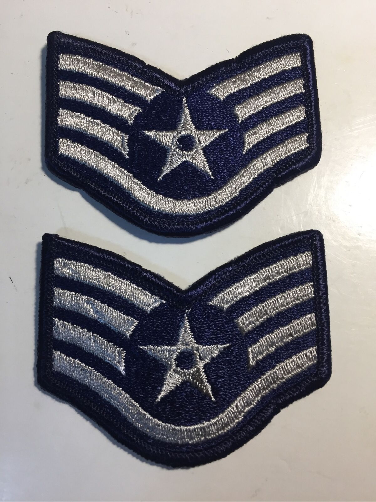 USAF SSgt (E-5) Blues Chevron Stripes Pair Air Force Patches 3”