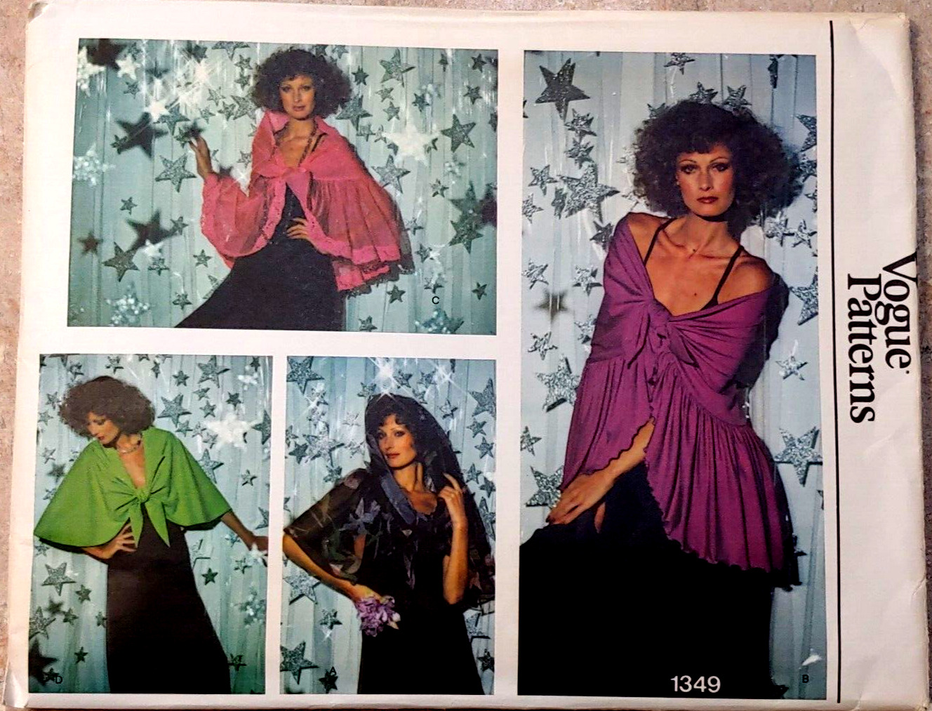 1970's Vintage VOGUE Misses' Shawls Self Ruffle Knits Only Pattern 1349 One Size