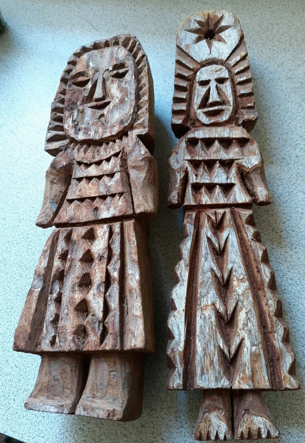 Tarahumara dolls wooden bark from Mexico vintage folk art 10\