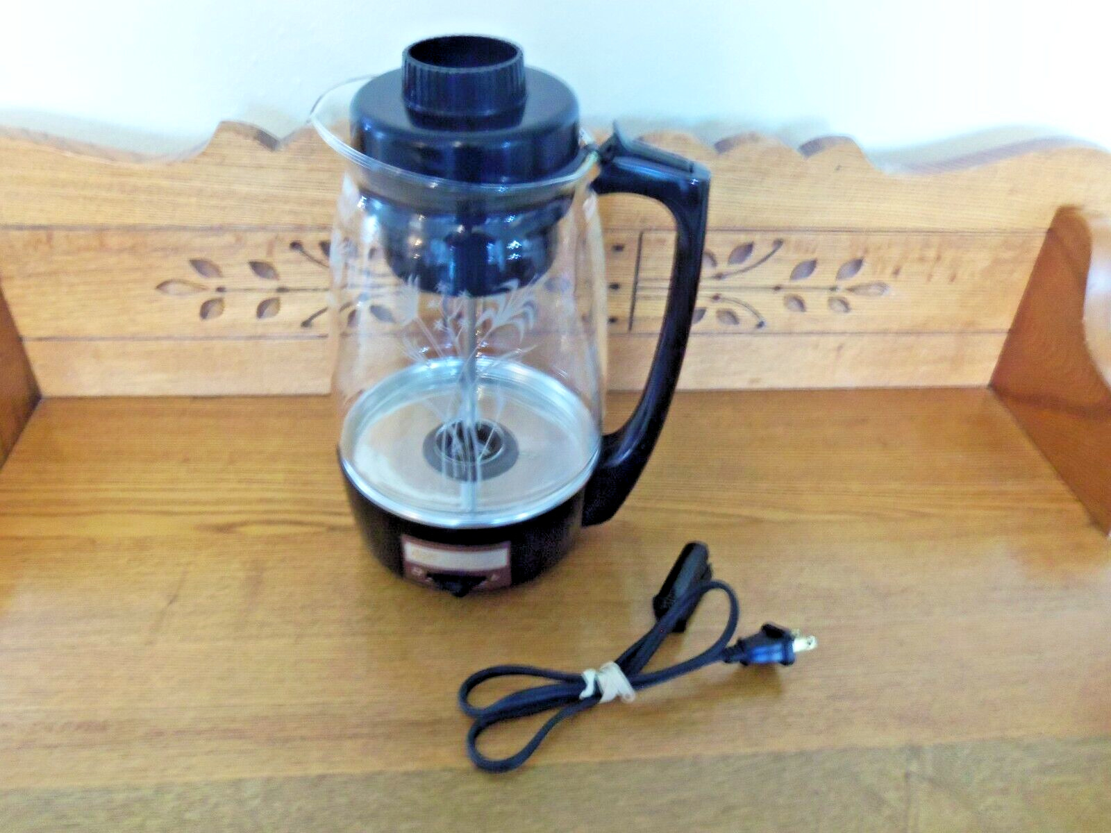 Vintage Proctor Silex Percolator 12 Cup Glass Coffee Maker Black - Tested/Works
