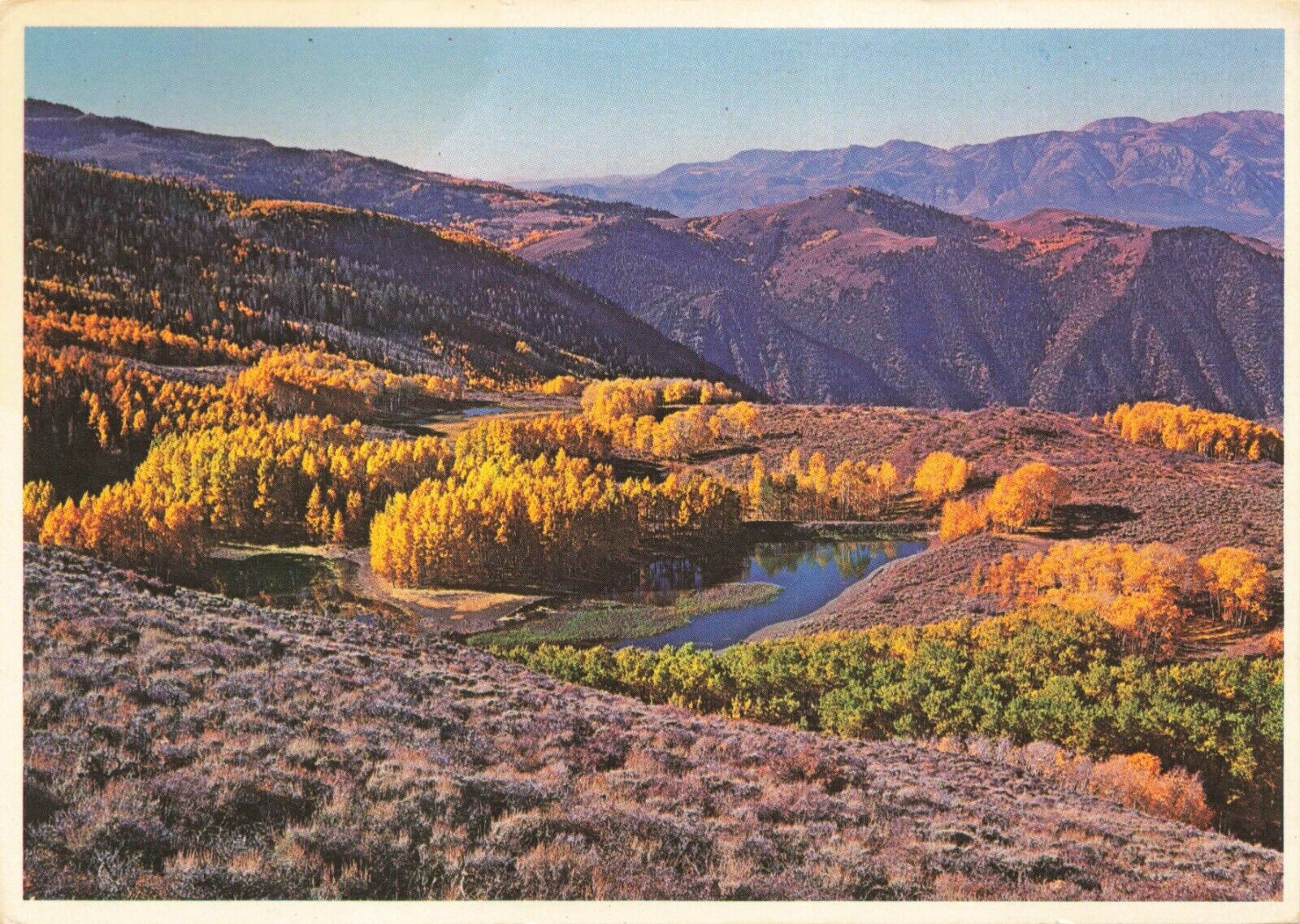 Postcard Ephemera Beaver Mountain Fall Autumn Hunting Fishing Scenic UT Utah