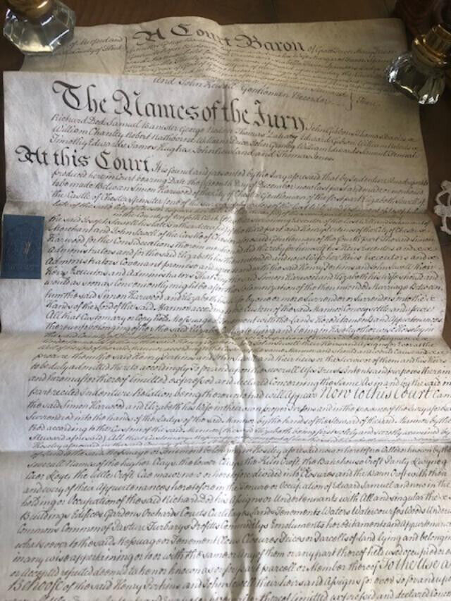 1759 COURT DOCUMENT HANDWRITTEN ON VELLUM  WITH NAMES OF JURORS - 12.5\
