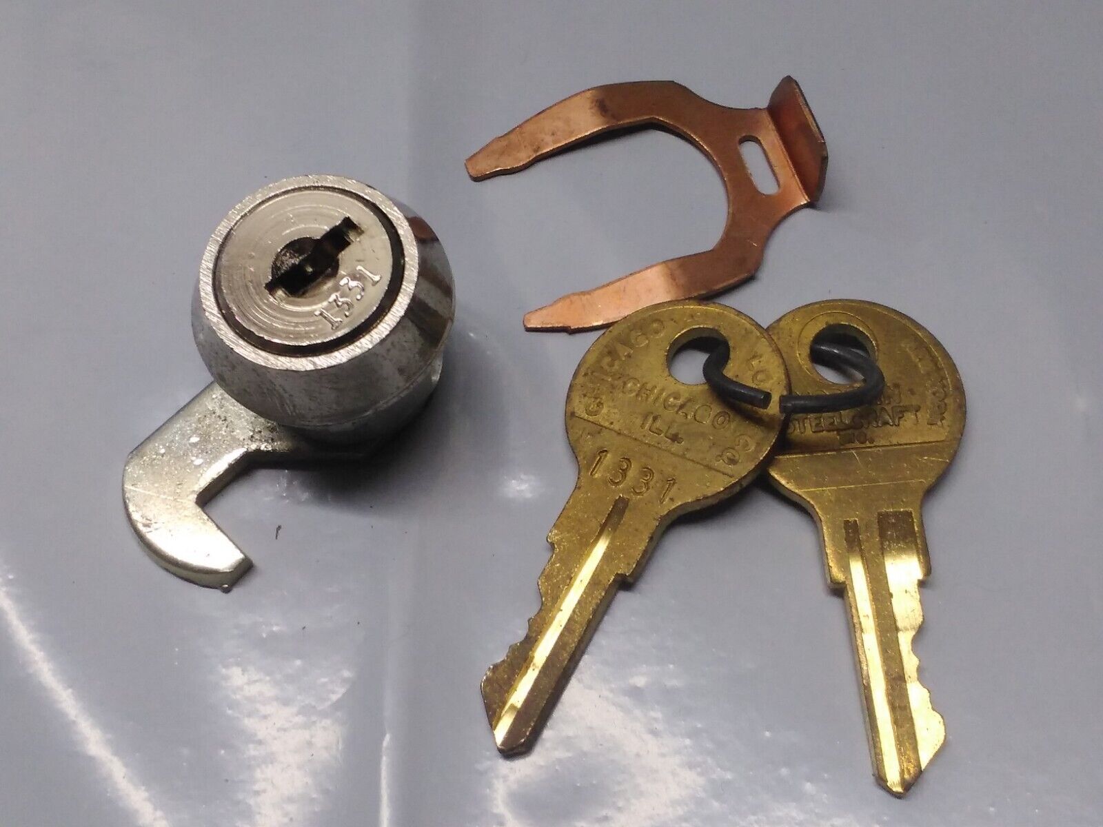 Chicago Lock Company Cabinet Lock w/ Keys - New Old Stock 