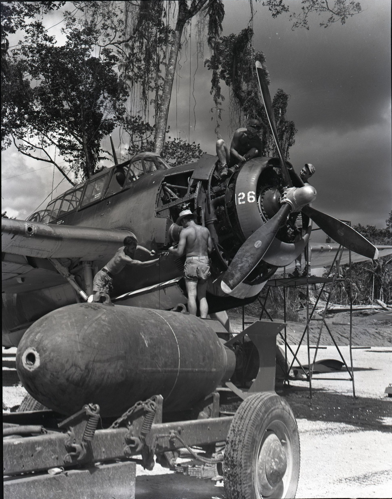 WW2 WWII Photo US Navy TBM TBF Avenger Bomb Loading Pacific World War Two  5834 