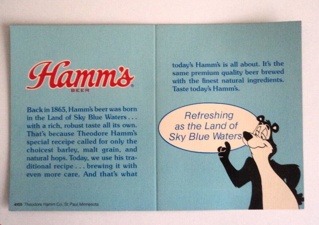 Hamm's BEER BEAR Postcard Ad Advertising Card * RARE *